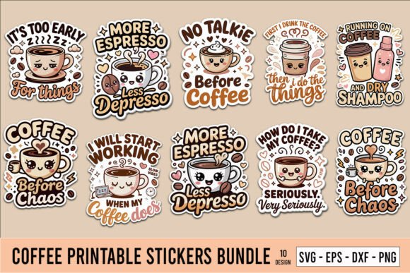 Download Coffee Printable Stickers Bundle - Premium Bundle
