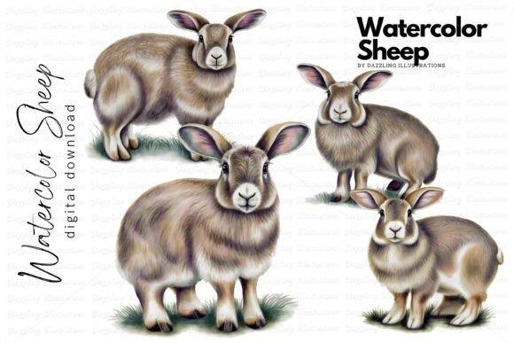 Download Cute Fluffy Watercolor Sheep - Watercolor sheep Collection
