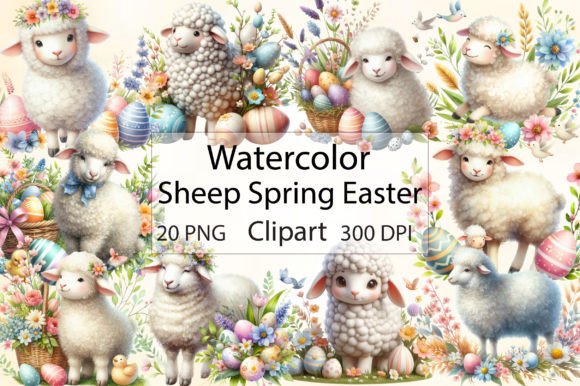 Download Watercolor Sheep Spring Easter Clipart - Watercolor sheep Collection
